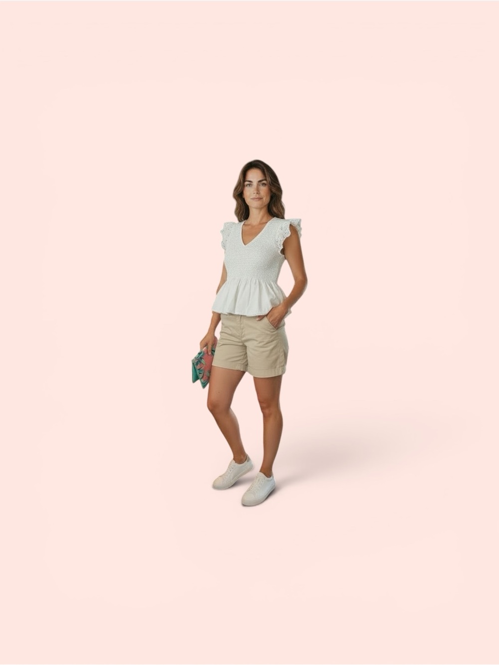 Dear John Beige Linen Blend Shorts NWT Classic Summer Wardrobe Essential - Picture 2 of 6